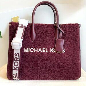 Michael Kors Mirella shearling Medium Burgundy Tote